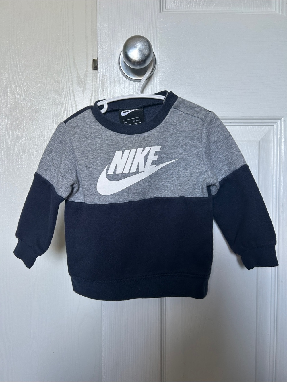 Nike Kids Two-Tone Crew Sweatshirt — Gray & Navy